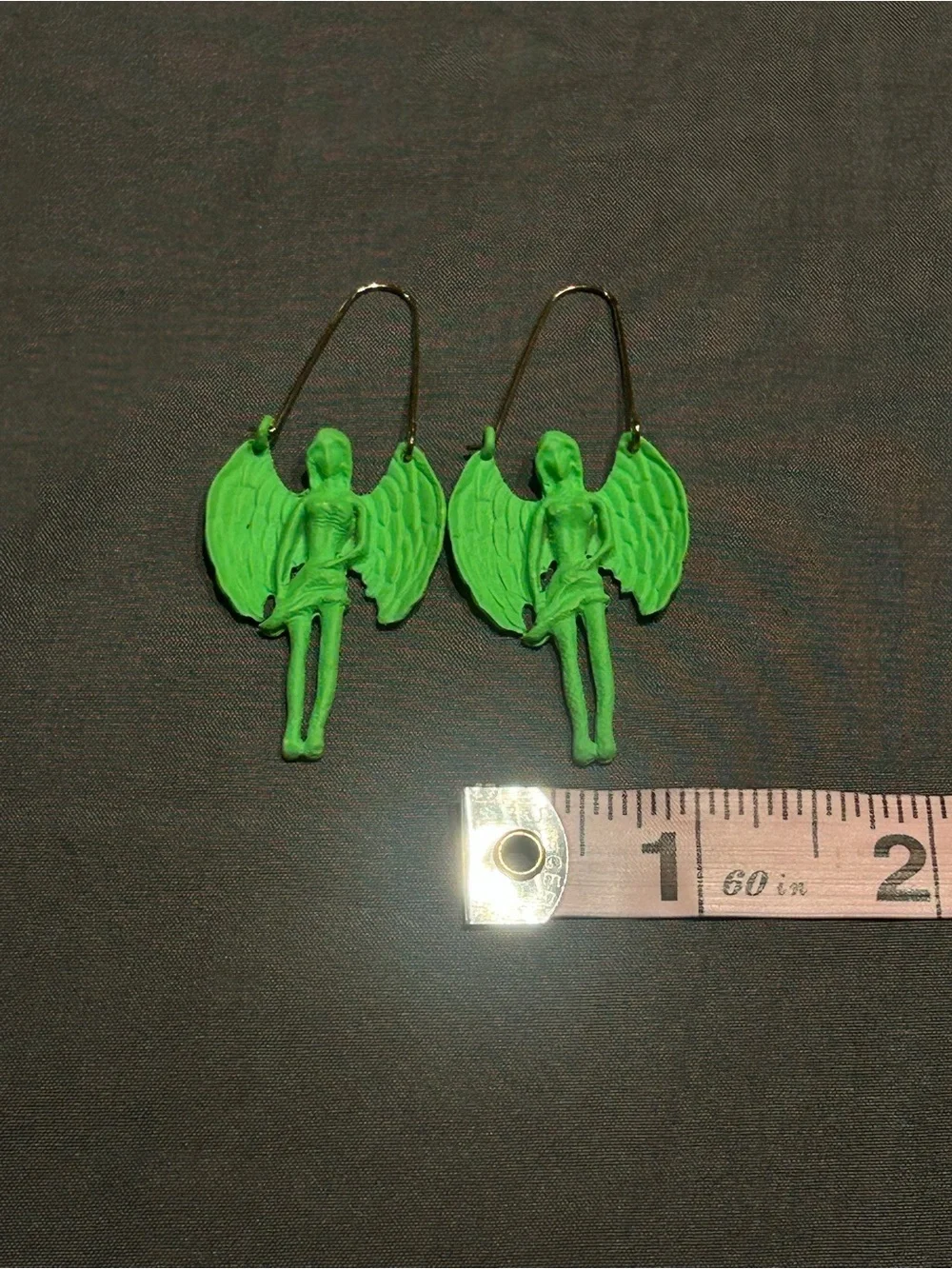 SHEIN Neon Green Angel Earrings